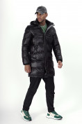Оптом Куртка удлинённая мужская зимняя черного цвета 22306Ch в Казани, фото 3