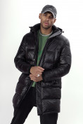 Оптом Куртка удлинённая мужская зимняя черного цвета 22306Ch в Екатеринбурге, фото 8