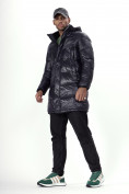 Оптом Куртка удлинённая мужская зимняя темно-синего цвета 22306TS в Казани, фото 3