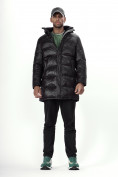 Оптом Куртка удлинённая мужская зимняя черного цвета 22307Ch в Казани