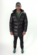 Оптом Куртка удлинённая мужская зимняя черного цвета 22307Ch в Казани, фото 11