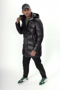 Оптом Куртка удлинённая мужская зимняя черного цвета 22307Ch в Казани, фото 12