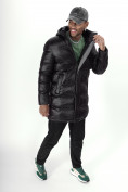 Оптом Куртка удлинённая мужская зимняя черного цвета 22307Ch в Казани, фото 13