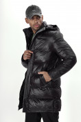 Оптом Куртка удлинённая мужская зимняя черного цвета 22307Ch в Казани, фото 14