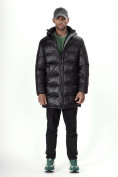 Оптом Куртка удлинённая мужская зимняя черного цвета 22307Ch в Казани, фото 17