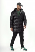 Оптом Куртка удлинённая мужская зимняя черного цвета 22307Ch в Казани, фото 19