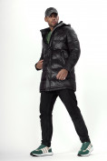 Оптом Куртка удлинённая мужская зимняя черного цвета 22307Ch в Казани, фото 2