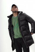 Оптом Куртка удлинённая мужская зимняя черного цвета 22307Ch в Екатеринбурге, фото 7