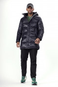 Оптом Куртка удлинённая мужская зимняя темно-синего цвета 22307TS в Екатеринбурге, фото 3