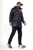 Оптом Куртка удлинённая мужская зимняя темно-синего цвета 22307TS в Казани, фото 5