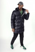 Оптом Куртка удлинённая мужская зимняя темно-синего цвета 22307TS в Казани, фото 9