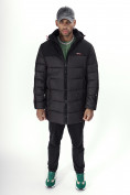 Оптом Куртка удлинённая мужская зимняя черного цвета 2237Ch в Казани, фото 12