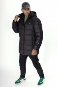 Оптом Куртка удлинённая мужская зимняя черного цвета 2237Ch в Казани, фото 13