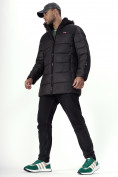 Оптом Куртка удлинённая мужская зимняя черного цвета 2237Ch в Казани, фото 18