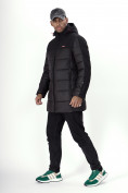 Оптом Куртка удлинённая мужская зимняя черного цвета 2237Ch в Казани, фото 2