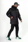 Оптом Куртка удлинённая мужская зимняя черного цвета 2237Ch в Казани, фото 3
