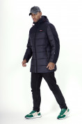 Оптом Куртка удлинённая мужская зимняя темно-синего цвета 2237TS в Казани, фото 2
