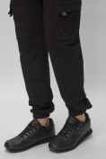 Оптом Брюки джоггеры спортивные с карманами мужские черного цвета 224Ch, фото 12
