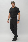 Оптом Брюки джоггеры спортивные с карманами мужские черного цвета 224Ch, фото 2