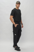 Оптом Брюки джоггеры спортивные с карманами мужские черного цвета 224Ch в Екатеринбурге, фото 3