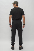 Оптом Брюки джоггеры спортивные с карманами мужские черного цвета 224Ch, фото 4