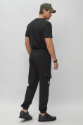Оптом Брюки джоггеры спортивные с карманами мужские черного цвета 224Ch в Екатеринбурге, фото 5