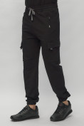 Оптом Брюки джоггеры спортивные с карманами мужские черного цвета 224Ch, фото 7