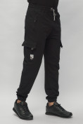 Оптом Брюки джоггеры спортивные с карманами мужские черного цвета 224Ch в Казани, фото 8