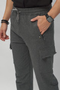 Оптом Брюки джоггеры спортивные с карманами мужские серого цвета 224Sr в Екатеринбурге, фото 12