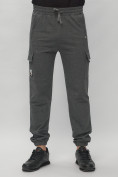 Оптом Брюки джоггеры спортивные с карманами мужские серого цвета 224Sr в Екатеринбурге, фото 6