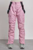 Оптом Полукомбинезон утепленный женский зимний горнолыжный розового цвета 2250R в Сочи, фото 8
