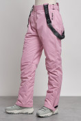 Оптом Полукомбинезон утепленный женский зимний горнолыжный розового цвета 2250R в Волгоградке, фото 9