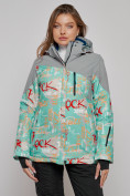 Оптом Горнолыжная куртка женская зимняя бирюзового цвета 2252Br в Екатеринбурге