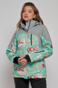 Оптом Горнолыжная куртка женская зимняя бирюзового цвета 2252Br в Екатеринбурге, фото 3