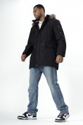 Оптом Парка мужская зимняя с мехом черного цвета 2258Ch в Казани, фото 17