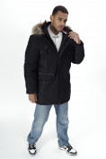 Оптом Парка мужская зимняя с мехом черного цвета 2258Ch в Казани, фото 20