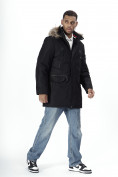 Оптом Парка мужская зимняя с мехом черного цвета 2258Ch в Казани, фото 3