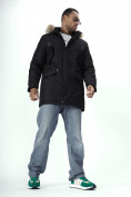 Оптом Парка мужская зимняя с мехом черного цвета 2260Ch, фото 9