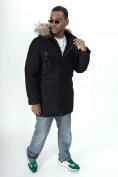 Оптом Парка мужская зимняя с мехом черного цвета 2260Ch, фото 16