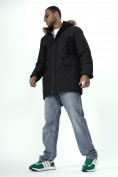 Оптом Парка мужская зимняя с мехом черного цвета 2260Ch в Казани, фото 8