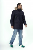 Оптом Парка мужская зимняя с мехом темно-синего цвета 2260TS в Казани, фото 14