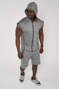 Оптом Спортивный костюм летний мужской светло-серого цвета 22610SS в Астане, фото 14