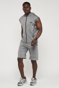 Оптом Спортивный костюм летний мужской светло-серого цвета 22610SS, фото 3