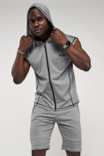 Оптом Спортивный костюм летний мужской светло-серого цвета 22610SS в Астане, фото 9