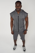 Оптом Спортивный костюм летний мужской серого цвета 22610Sr в Саратове, фото 9