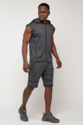 Оптом Спортивный костюм летний мужской темно-серого цвета 22610TC, фото 2