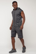 Оптом Спортивный костюм летний мужской темно-серого цвета 22610TC, фото 3