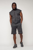 Оптом Спортивный костюм летний мужской темно-серого цвета 22610TC, фото 5