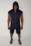 Оптом Спортивный костюм летний мужской темно-синего цвета 22610TS, фото 10