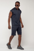 Оптом Спортивный костюм летний мужской темно-синего цвета 22610TS, фото 2